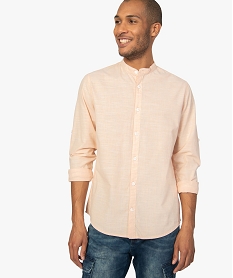 GEMO Chemise homme en chambray à col mao Orange