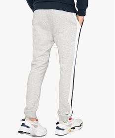 pantalon de jogging homme avec bandes bicolores sur les cotes grisA430701_3