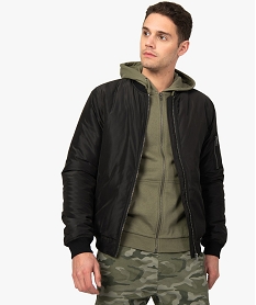 blouson homme uni avec fermeture zippee et col en bord-cote noir manteaux et blousonsA431901_1