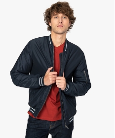 blouson homme matelasse avec bord-cote raye bleu manteaux et blousonsA432001_1