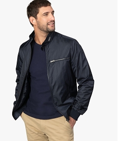 GEMO Blouson homme coupe vent avec col montant fantaisie Bleu