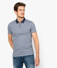 GEMO Polo homme à fines rayures et col chemise uni Imprimé