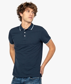 GEMO Polo homme aux finitions contrastantes en coton bio Bleu