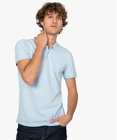 polo homme a manches courtes en coton biologique bleuA433901_1