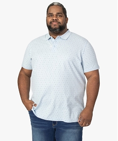 GEMO Polo homme en coton piqué à fins motifs Bleu