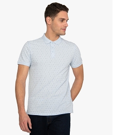 polo homme en maille piquee imprimee avec coton bio bleuA434501_1