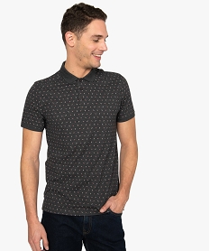 GEMO Polo homme en maille piquée imprimée avec coton bio Gris