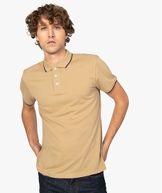 GEMO Polo homme aux finitions contrastantes en coton bio Beige