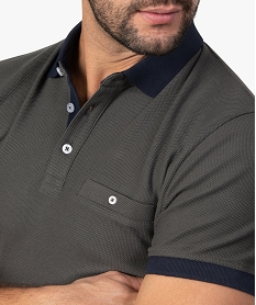 polo homme en coton pique avec finitions contrastantes grisA435201_2