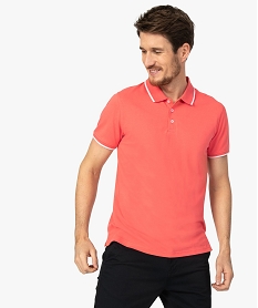 GEMO Polo homme aux finitions contrastantes en coton bio Orange