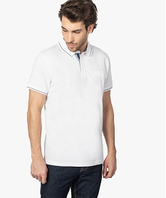 polo homme en maille texturee blanc polosA436101_1