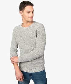 GEMO Pull homme en maille en coton avec manches raglan Gris