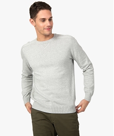 pull homme en coton fin avec finitions bord-cote gris pullsA438001_1