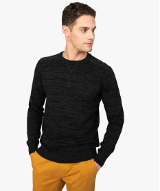 GEMO Pull homme en coton fin avec finitions bord-côte Gris