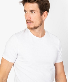tee-shirt homme uni a manches courtes coupe slim blancA438901_2