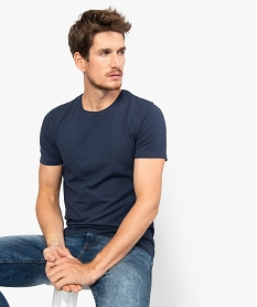 GEMO Tee-shirt homme uni à manches courtes coupe slim Bleu