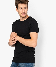 GEMO Tee-shirt homme uni à manches courtes coupe slim Noir