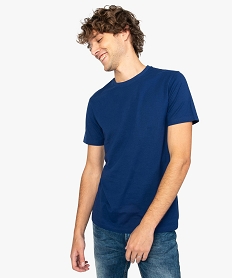 GEMO Tee-shirt homme regular à manches courtes en coton bio Bleu