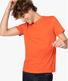 GEMO Tee-shirt homme regular à manches courtes en coton bio Orange