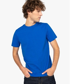 GEMO Tee-shirt homme regular à manches courtes en coton bio Bleu
