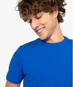tee-shirt homme regular a manches courtes en coton bio bleuA440401_2