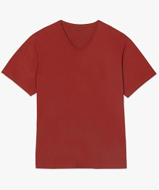 tee-shirt homme col v contenant du coton bio rougeA440701_4
