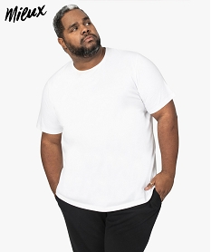 GEMO Tee-shirt homme uni à manches courtes en coton bio Blanc
