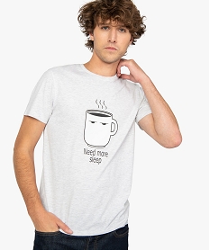 GEMO Tee-shirt homme avec motif tasse de café Blanc