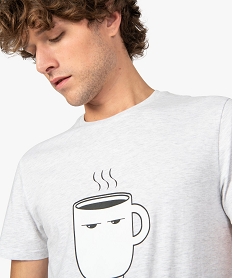 tee-shirt homme avec motif tasse de cafe blancA440901_2
