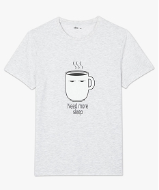 tee-shirt homme avec motif tasse de cafe blancA440901_4