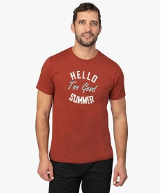 GEMO Tee-shirt homme avec inscription contrastante Rouge