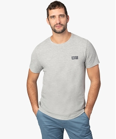 GEMO Tee-shirt homme en coton piqué à manches courtes Gris