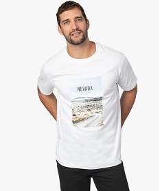GEMO Tee-shirt homme avec motif Nevada Blanc