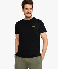 GEMO Tee-shirt homme uni avec inscription poitrine Noir