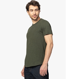 GEMO Tee-shirt homme uni à manches courtes et col rond Vert