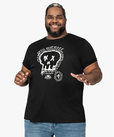 GEMO Tee-shirt homme avec motif tête de mort noir standard