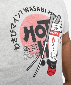 tee-shirt homme ave motif wasabi sur lavant grisA442101_2