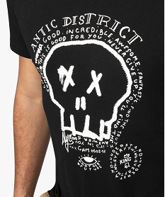 tee-shirt homme a motif tete de mort style gothique noirA442201_2