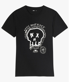 tee-shirt homme a motif tete de mort style gothique noirA442201_4