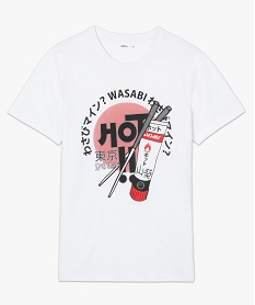 tee-shirt homme avec motif japonais et inscription wasabi blanc tee-shirtsA442301_4