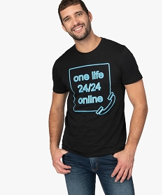 tee-shirt homme avec inscription on line noir tee-shirtsA442401_1