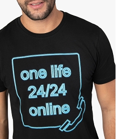 tee-shirt homme avec inscription on line noirA442401_2