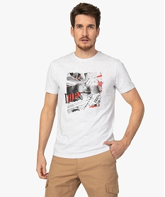 GEMO Tee-shirt homme à manches courtes avec motif photo Blanc
