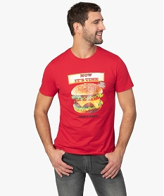 tee-shirt homme avec motif burger sur lavant rougeA442701_1