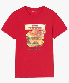 tee-shirt homme avec motif burger sur lavant rougeA442701_4