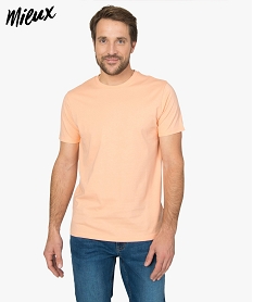 GEMO Tee-shirt homme regular à manches courtes en coton bio Orange