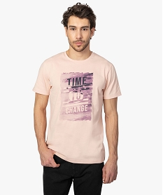 GEMO Tee-shirt homme imprimé en coton biologique Rose