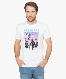GEMO Tee-shirt homme imprimé à manches courtes - Miami Vice blanc standard