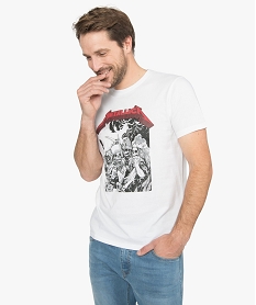 GEMO Tee-shirt homme à manches courtes imprimé - Metallica Blanc