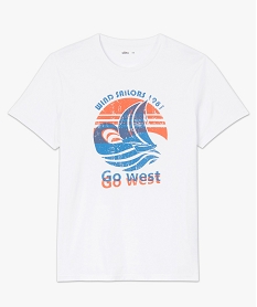 tee-shirt homme avec motif bateau a voile blancA444501_4